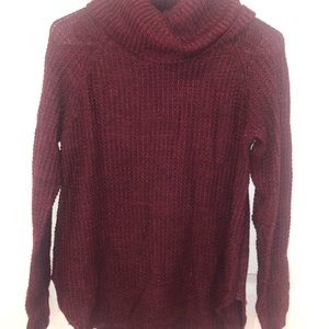 burgundy turtle neck sweater